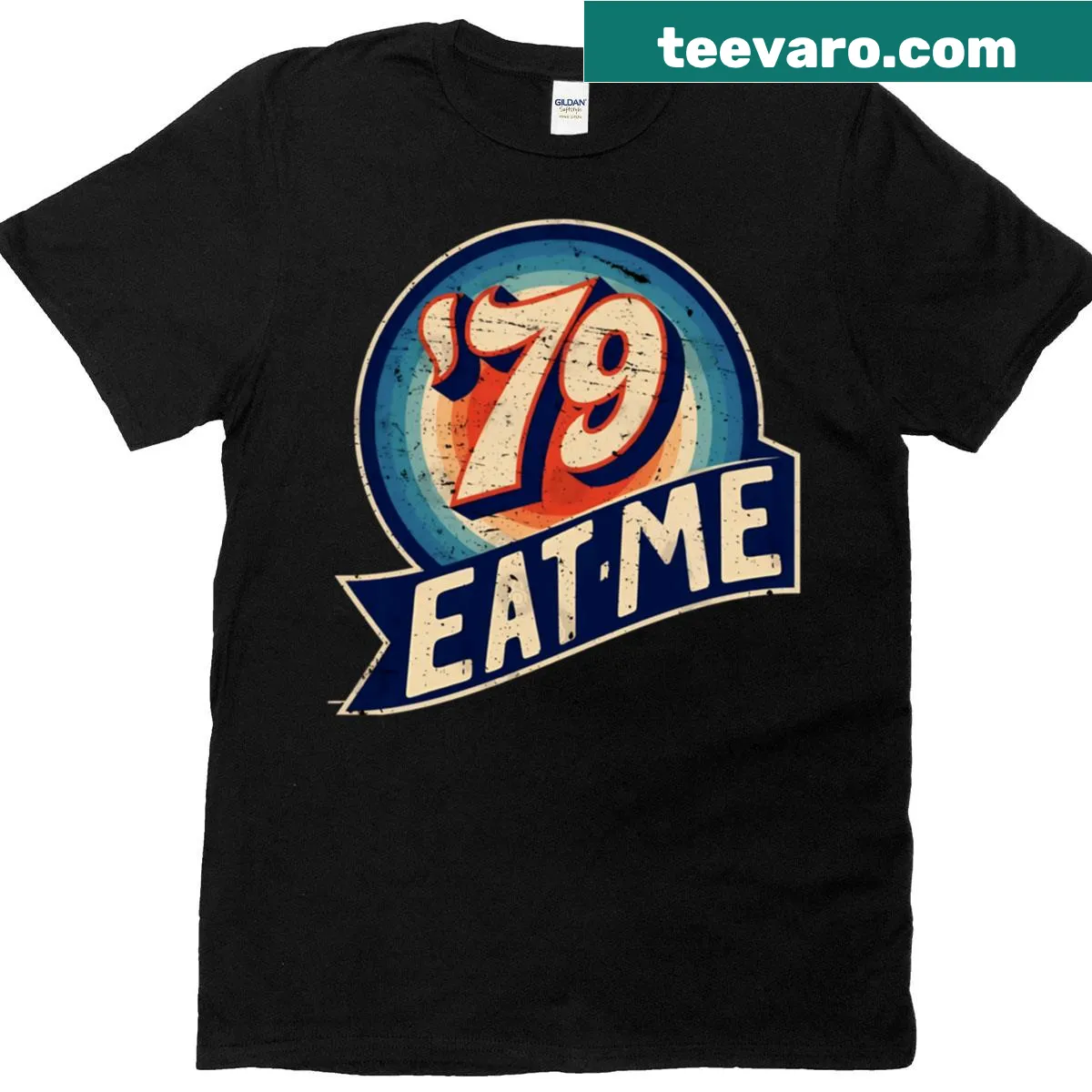 Vintage distressed design with 1979 typography on T-shirt — on a men's t-shirt