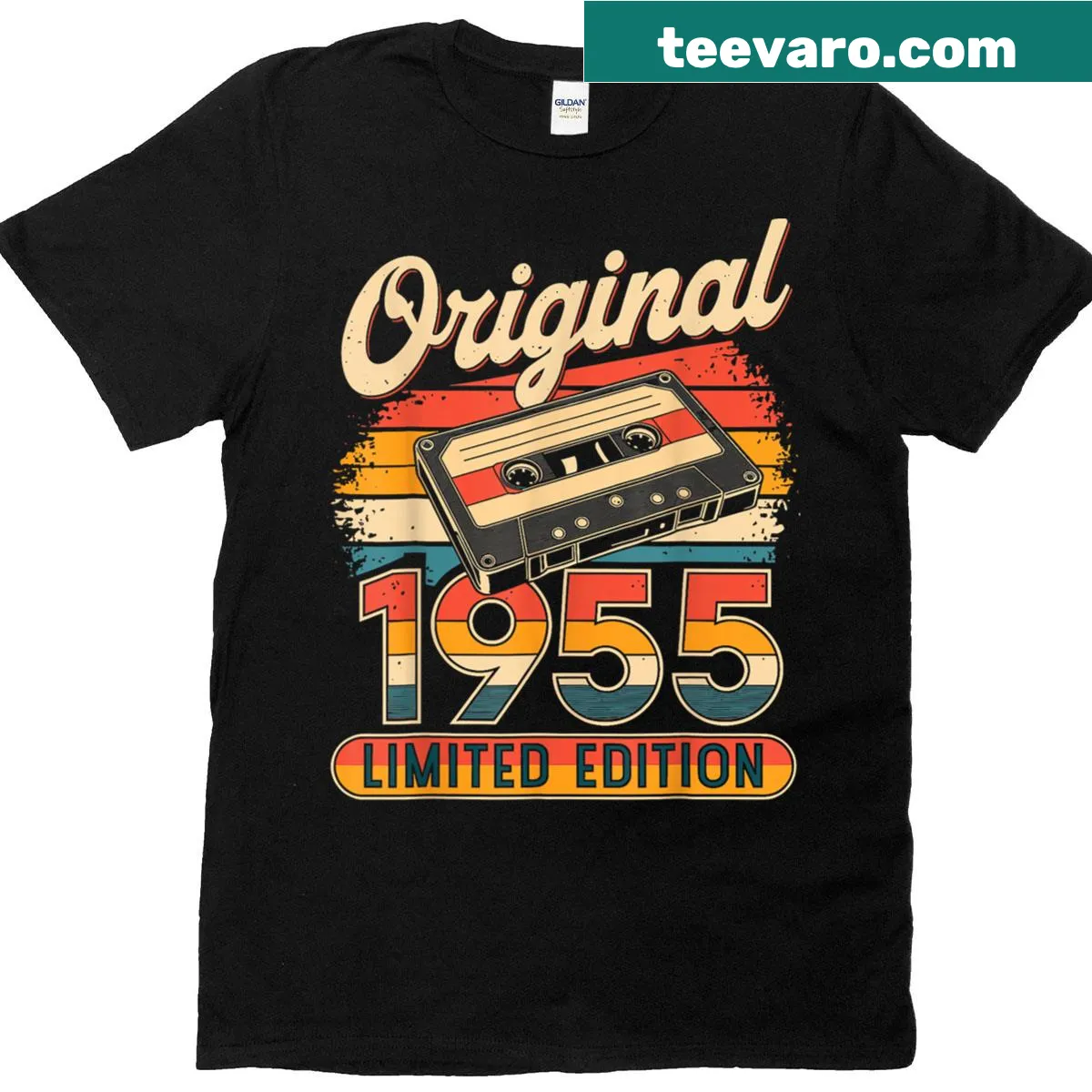Funny t-shirt celebrating a 70th birthday with 1955 graphic — on a men's t-shirt