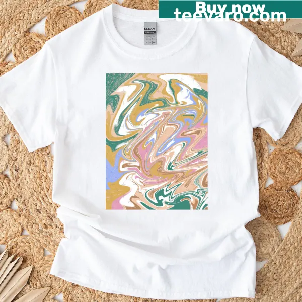 Abstract marbled swirl design on a classic t-shirt