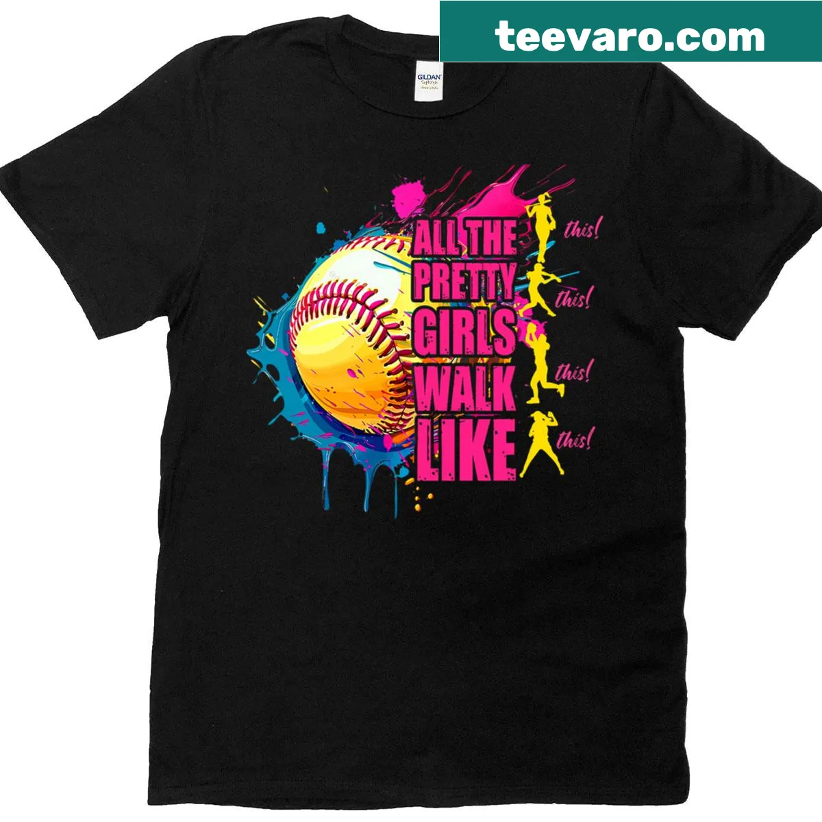 Softball player-themed T-shirt with playful text — on a men's t-shirt