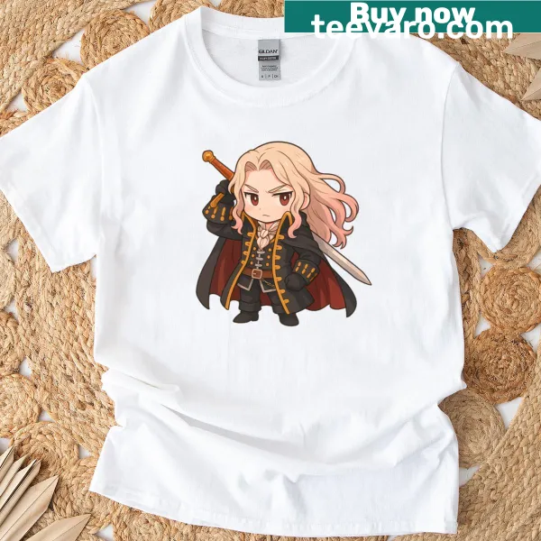 Chibi Alucard character graphic on a classic T-shirt