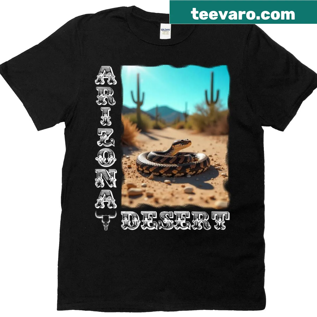 Classic T-shirt featuring a design inspired by the Arizona desert — on a men's t-shirt