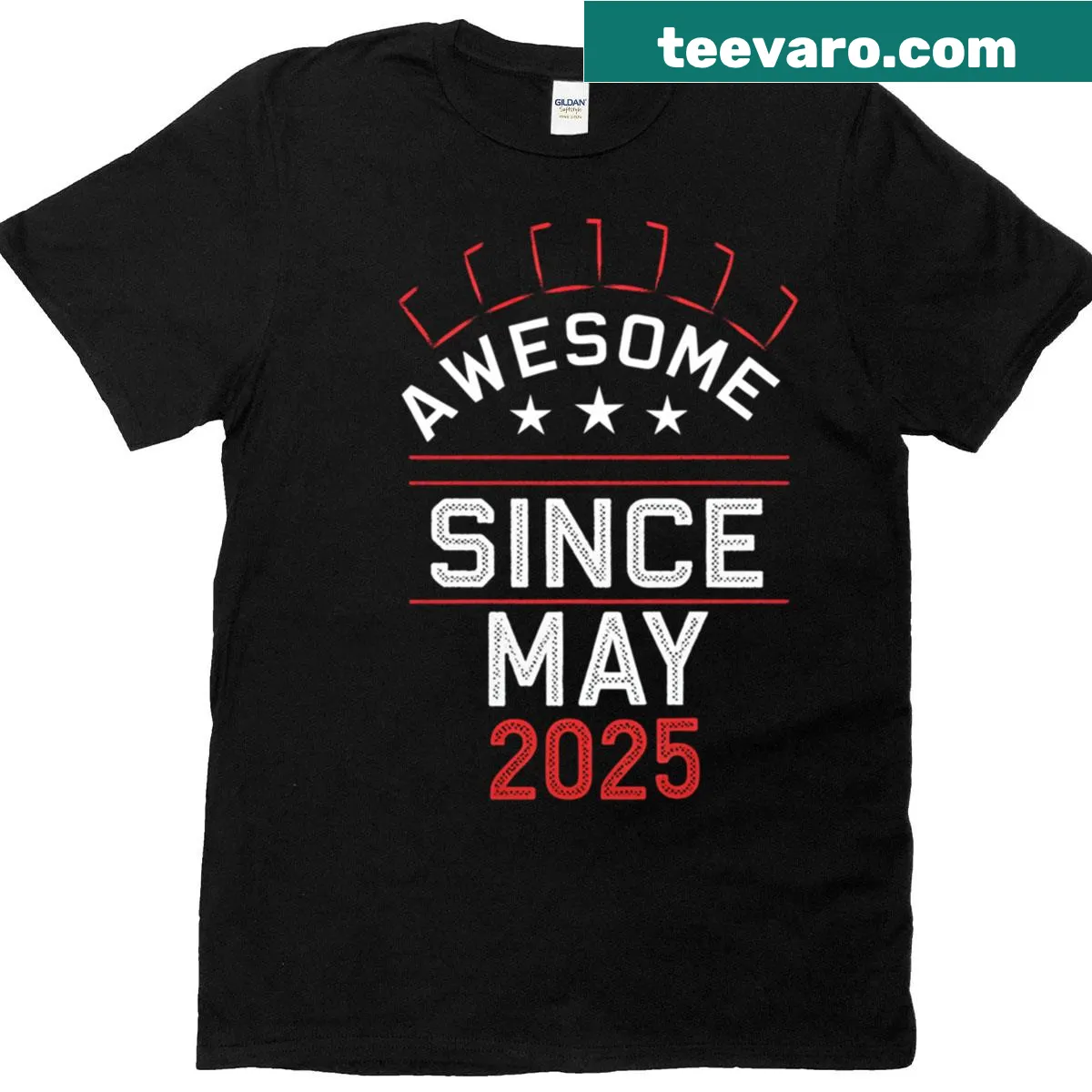 Vintage newborn tee reading 'Awesome Since May 2025.' — on a men's t-shirt