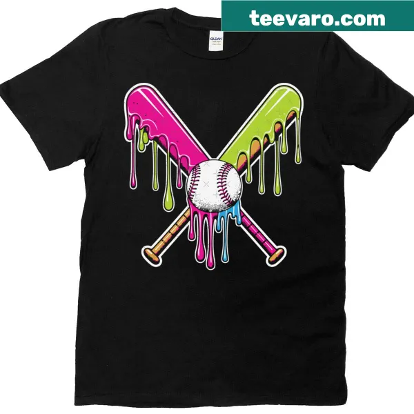 Baseball bat graphic in a drip design on a classic T-shirt