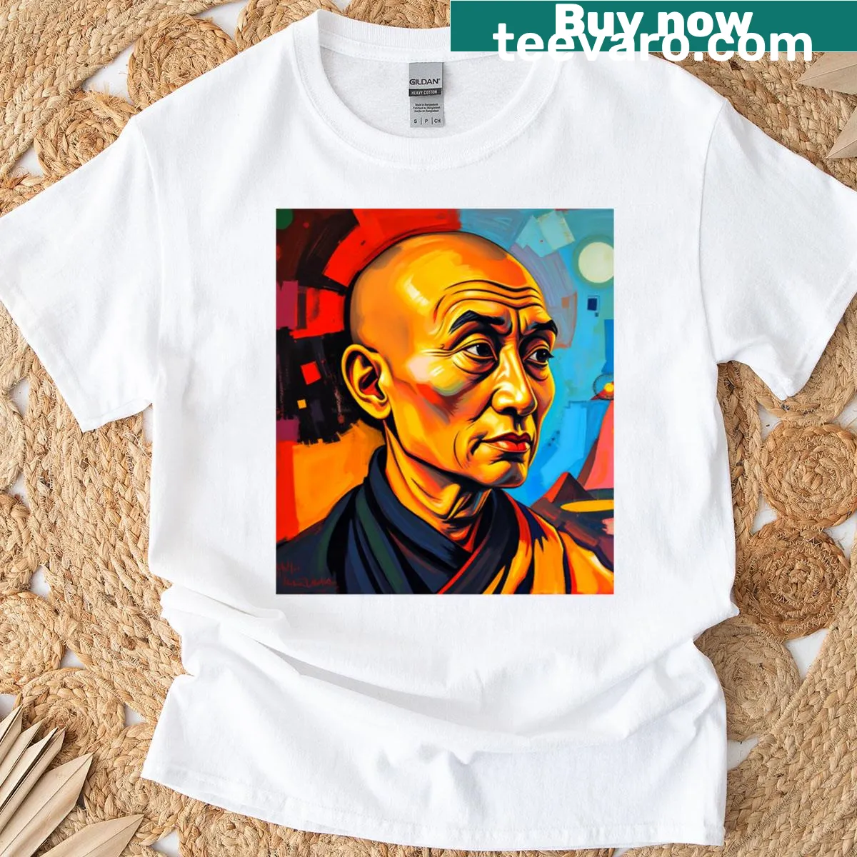 Classic T-shirt with text inspired by Bhikkhu Buddhist monks promoting mindfulness — on a men's t-shirt