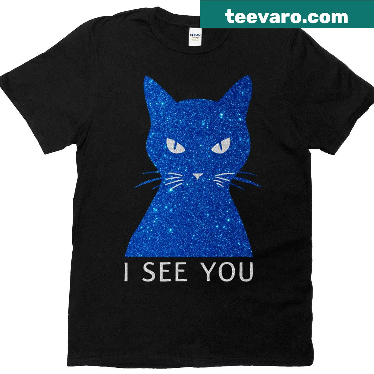 Glittery design of a cat with the phrase 'I See You' on a classic T-shirt — on a men's t-shirt