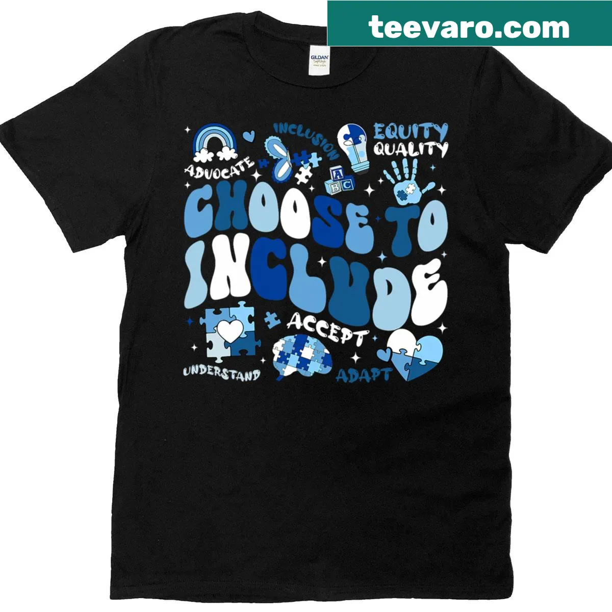 Inclusion-focused t-shirt for autism awareness with inspirational text — on a men's t-shirt