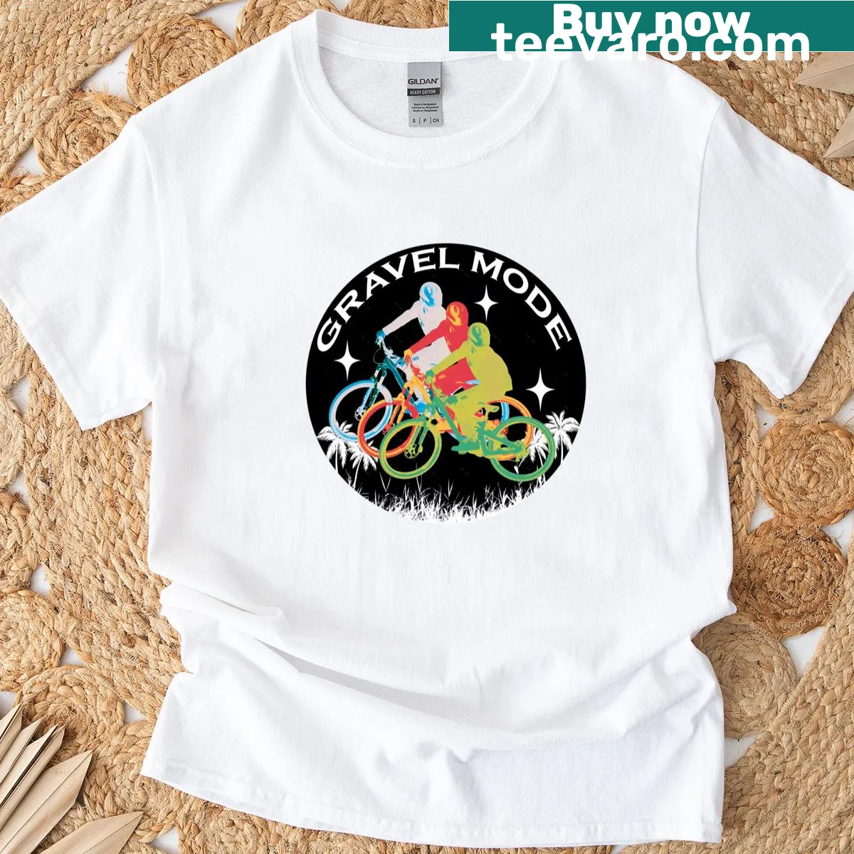 Gravel Mode graphic for mountain biking on men's t-shirt — on a men's t-shirt