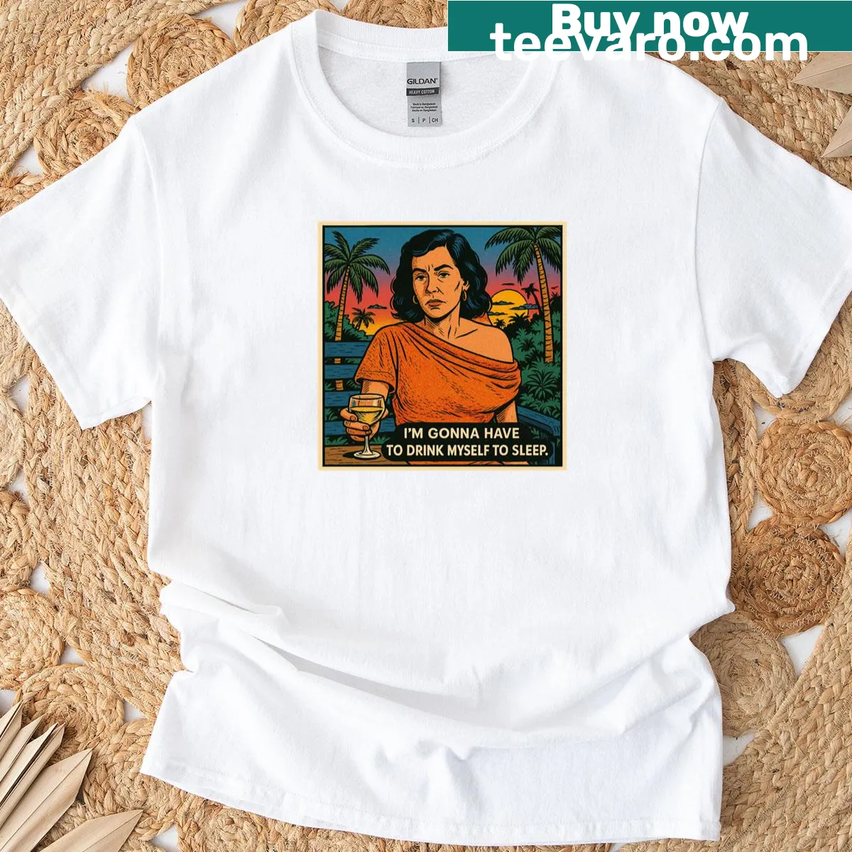 Pop art tee design inspired by White Lotus with playful graphics. — on a men's t-shirt