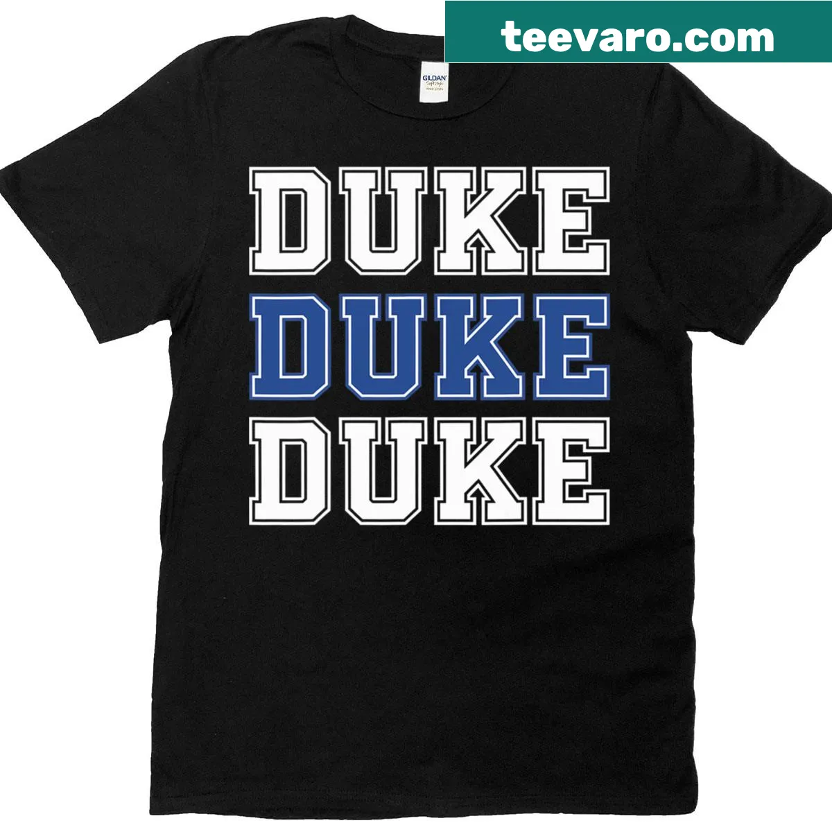 Retro Duke logo graphic t-shirt — on a men's t-shirt