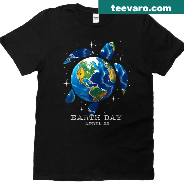 Earth Day T-shirt featuring sea turtle illustration for conservation