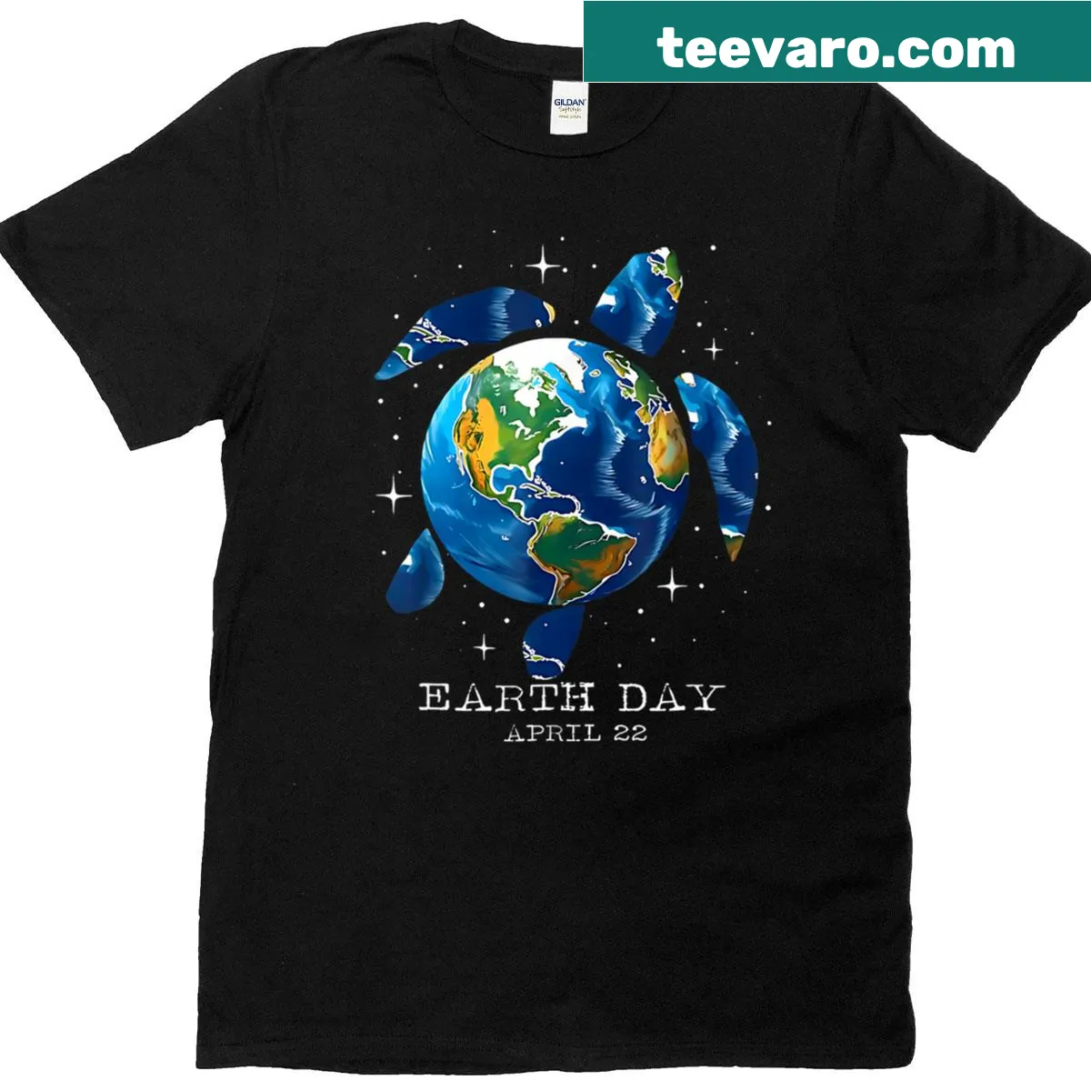 Earth Day T-shirt featuring sea turtle illustration for conservation — on a men's t-shirt