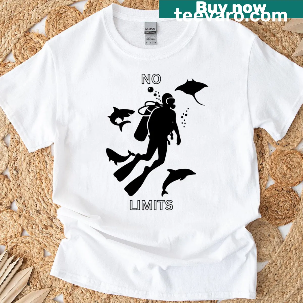 Ocean-themed T-shirt inviting exploration of marine life — on a men's t-shirt