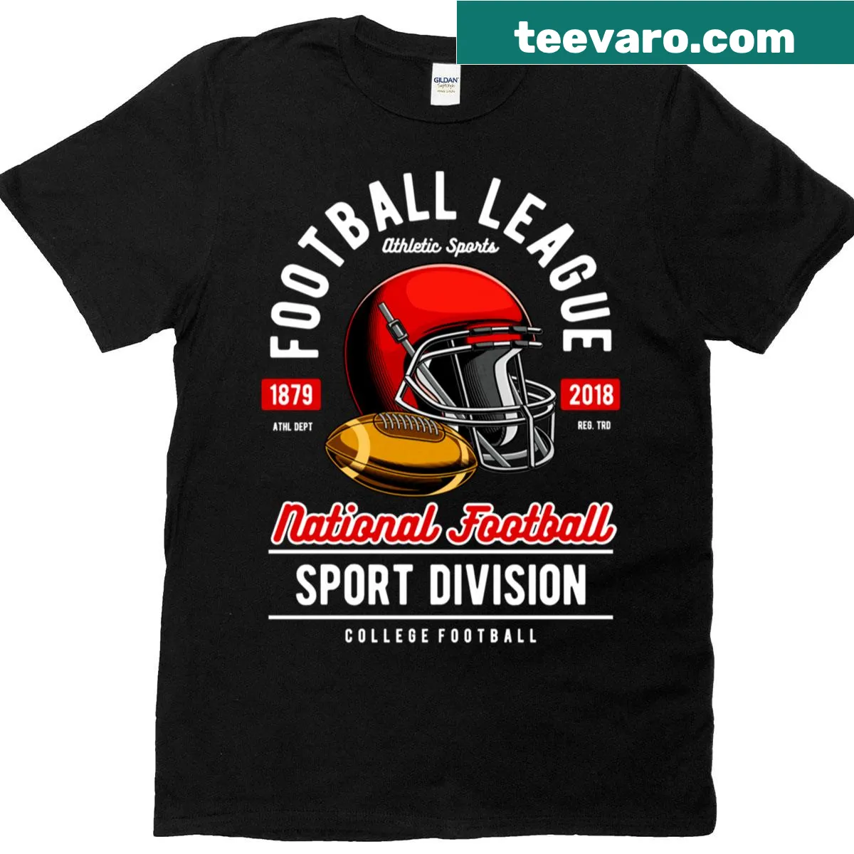 Classic football-themed T-shirt with bold typography design — on a men's t-shirt