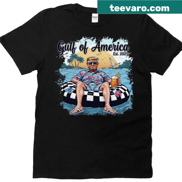 Funny kawaii Trump t-shirt with sunset design and cartoon elements