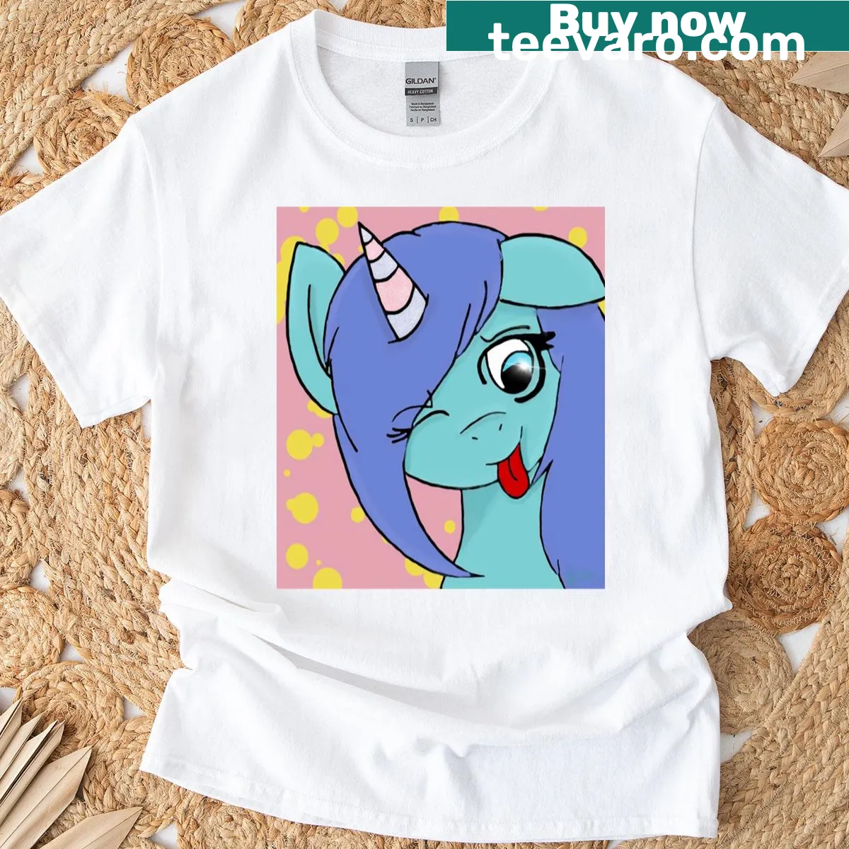 Cute cartoon unicorn graphic on a classic kids' T-shirt — on a men's t-shirt