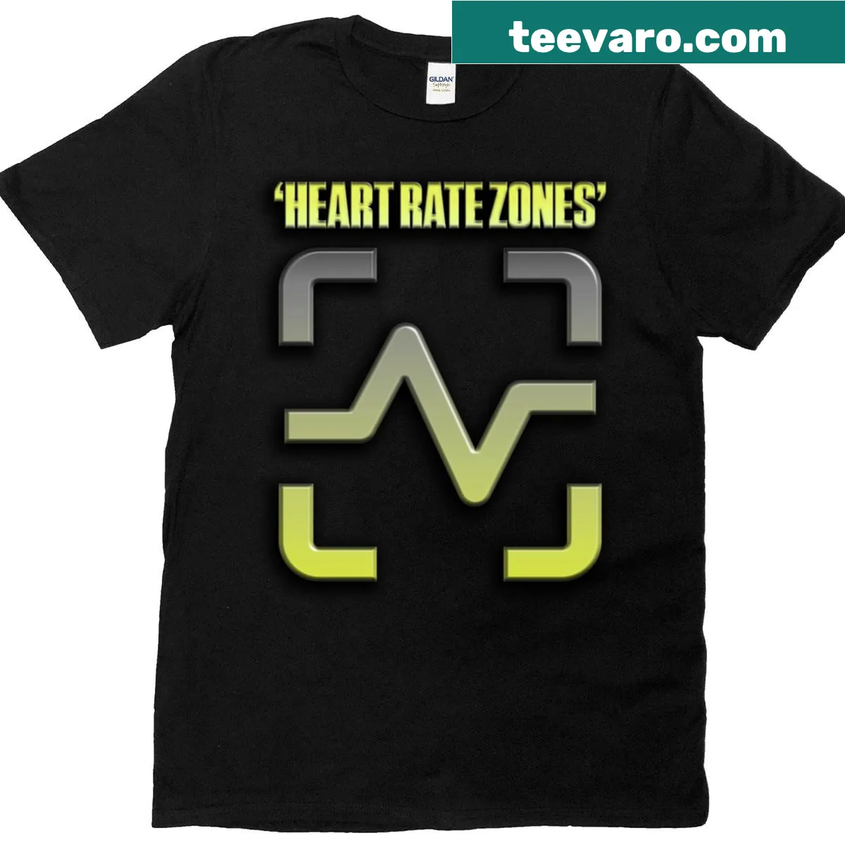 Graphic T-shirt with heart rate zones for runners — on a men's t-shirt