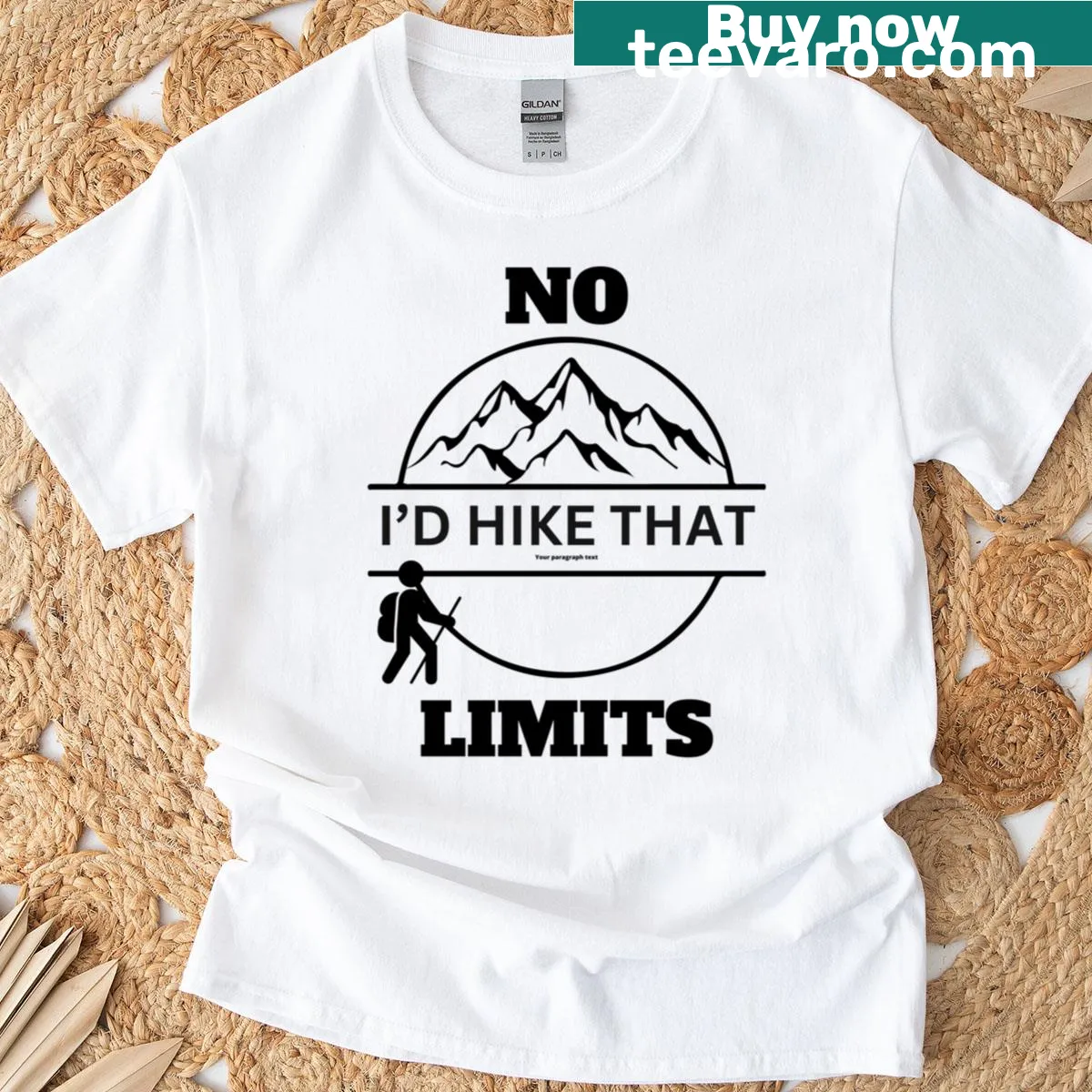 Classic t-shirt with motivational 'Hike The Mountains' graphic — on a men's t-shirt