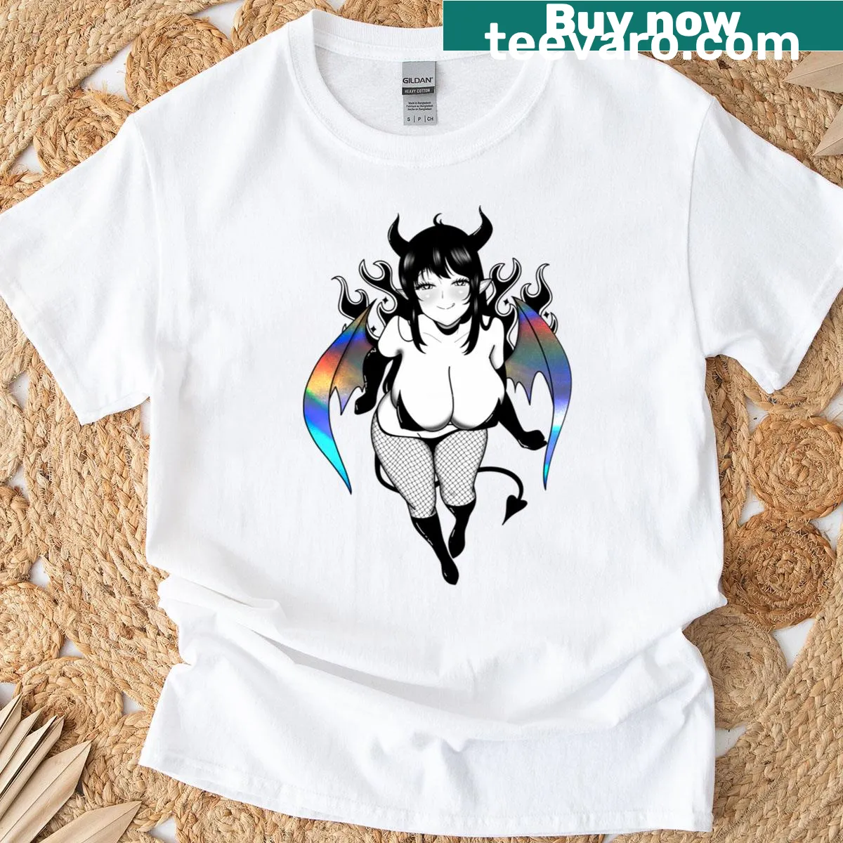Illustrative holodevil graphic on a classic T-shirt, unique and edgy design — on a men's t-shirt