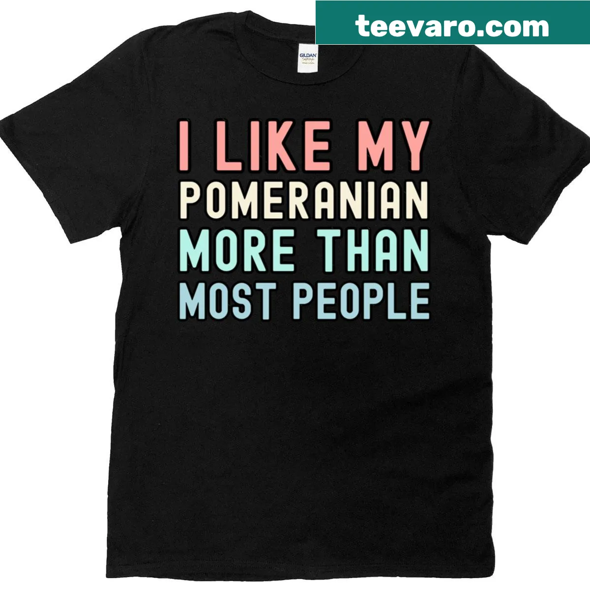 Text graphic displaying love for Pomeranians — on a men's t-shirt