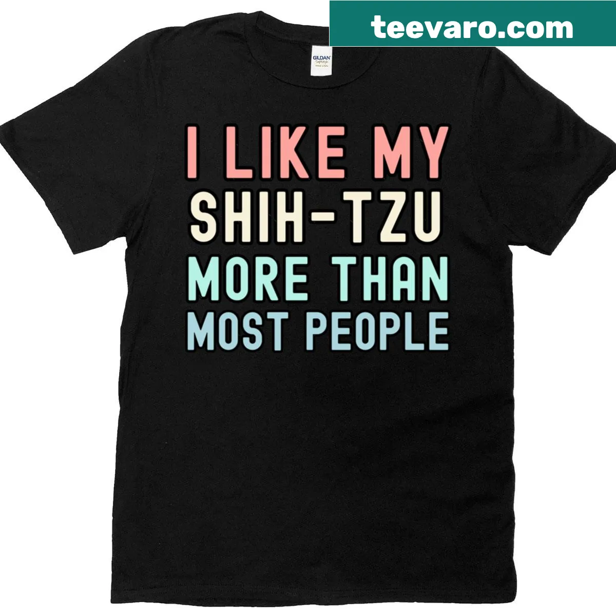 Text design showing affection for Shih Tzus — on a men's t-shirt