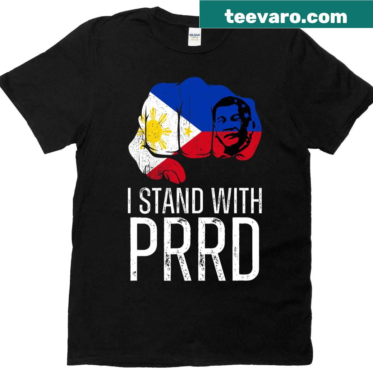 Philippine flag T-shirt supporting Digong Duterte with bold text — on a men's t-shirt