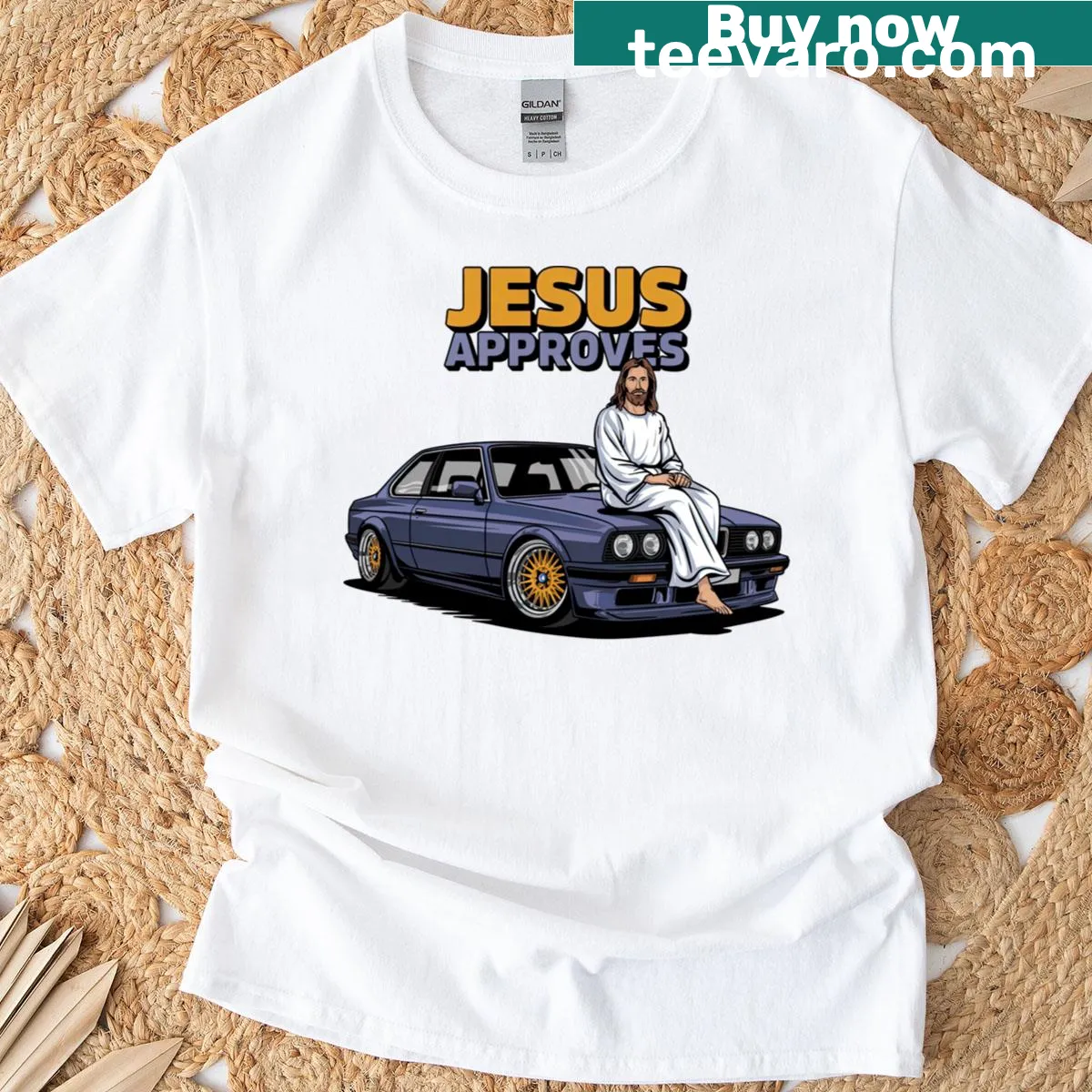 T-shirt with the phrase 'Jesus Approves' in a classic design — on a men's t-shirt