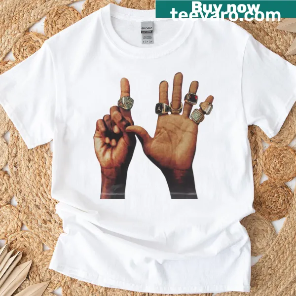 Illustrated t-shirt featuring iconic championship rings
