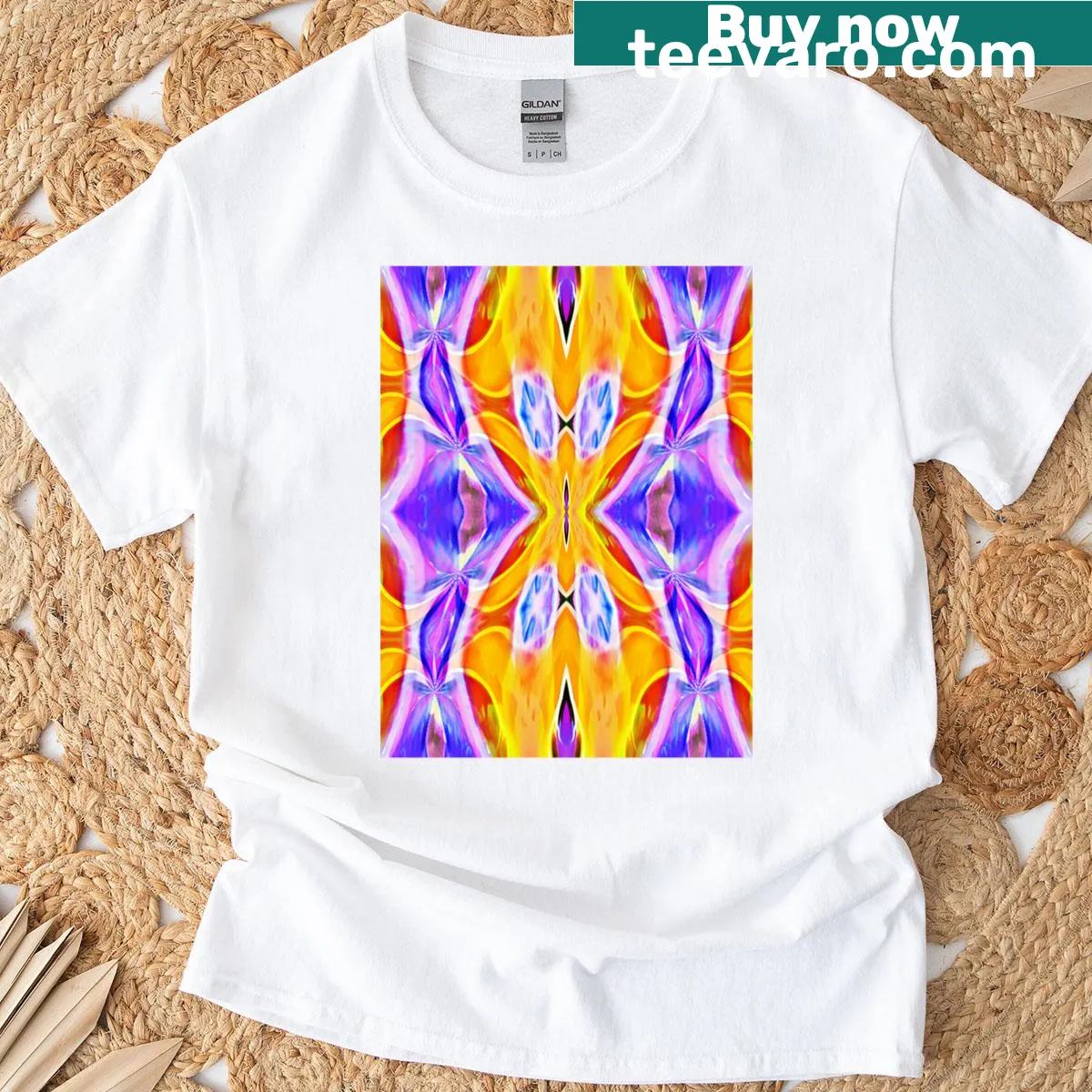 Edgy fantasy design T-shirt titled 'Mirror Worlds Beyond Time And Space'. — on a men's t-shirt