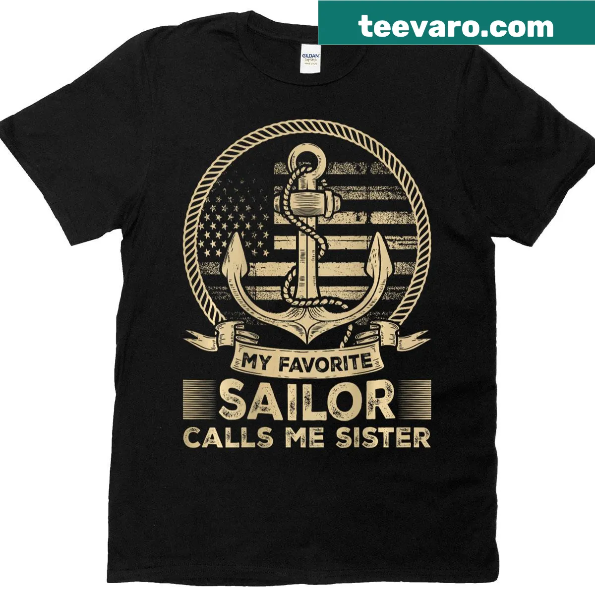 Typography T-shirt celebrating the bond of a sister and sailor — on a men's t-shirt