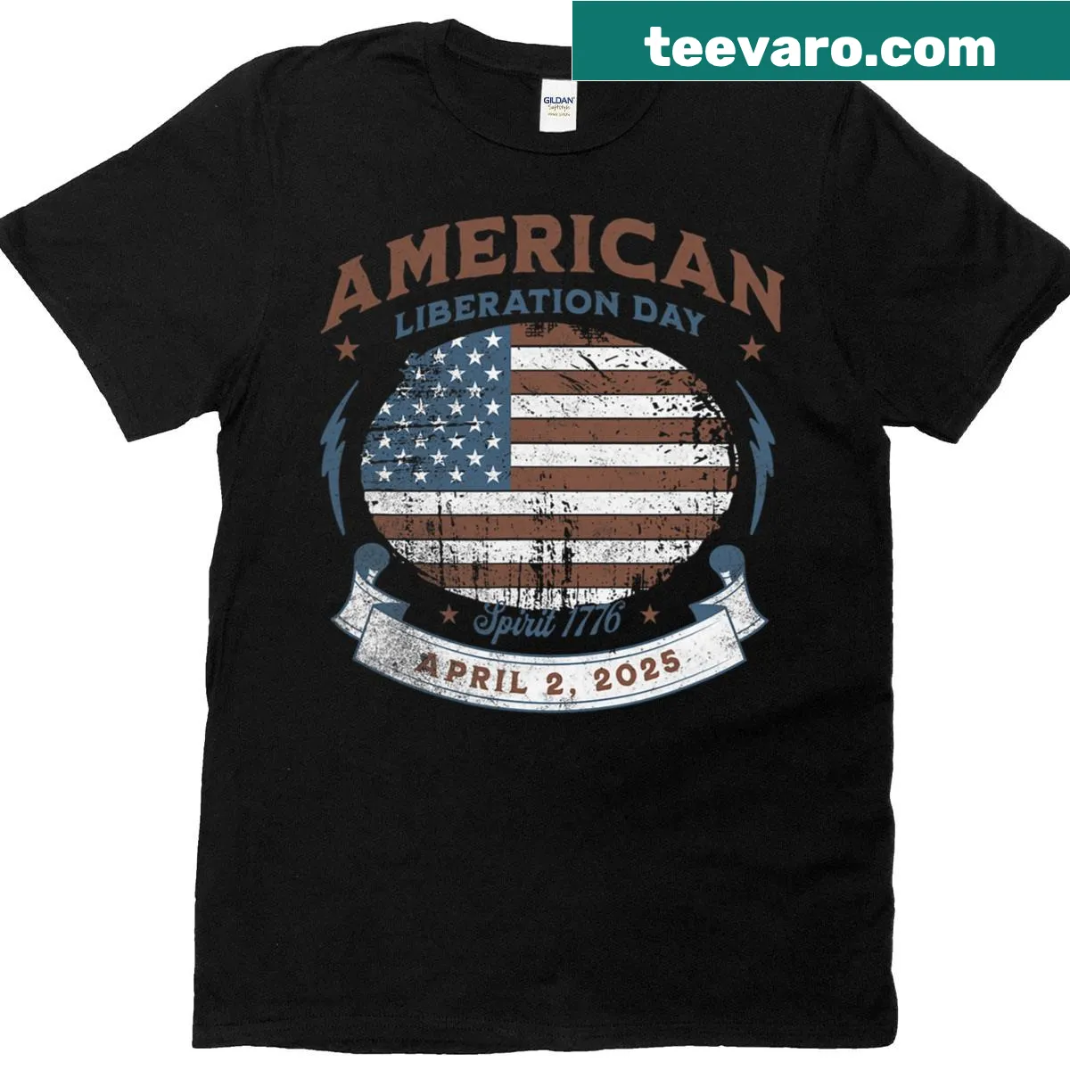 Commemorative T-shirt for American Liberation Day April 2nd 2025 — on a men's t-shirt