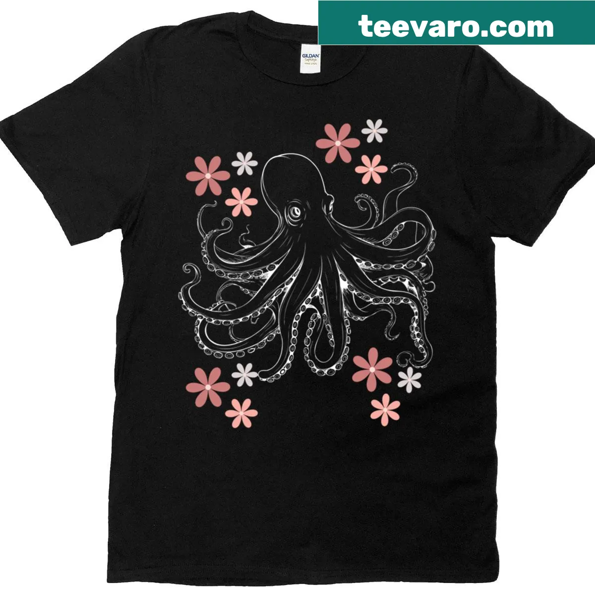 Cute T-shirt featuring an illustrated octopus — on a men's t-shirt