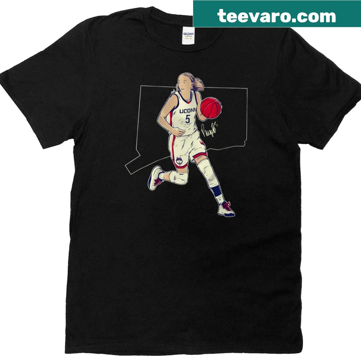 T-shirt featuring the name Paige Bueckers — on a men's t-shirt