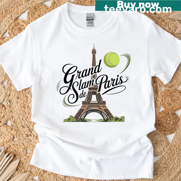 Classic tennis tee with Eiffel Tower and tennis ball graphic