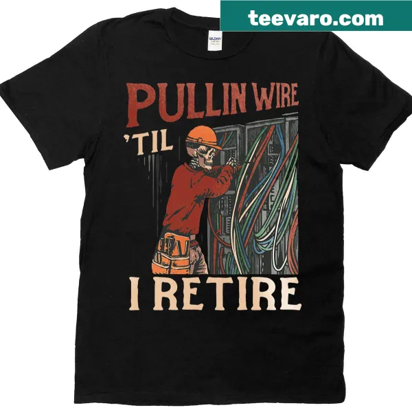 Vintage-style skeleton electrician graphic on classic t-shirt