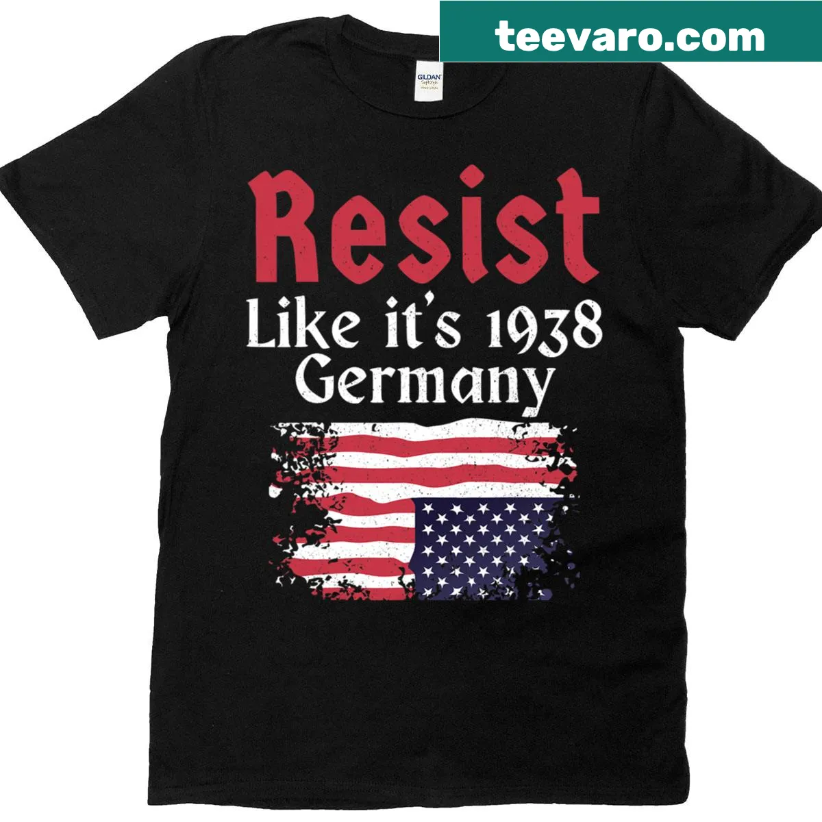 Historical reference T-shirt promoting vigilance against oppression — on a men's t-shirt