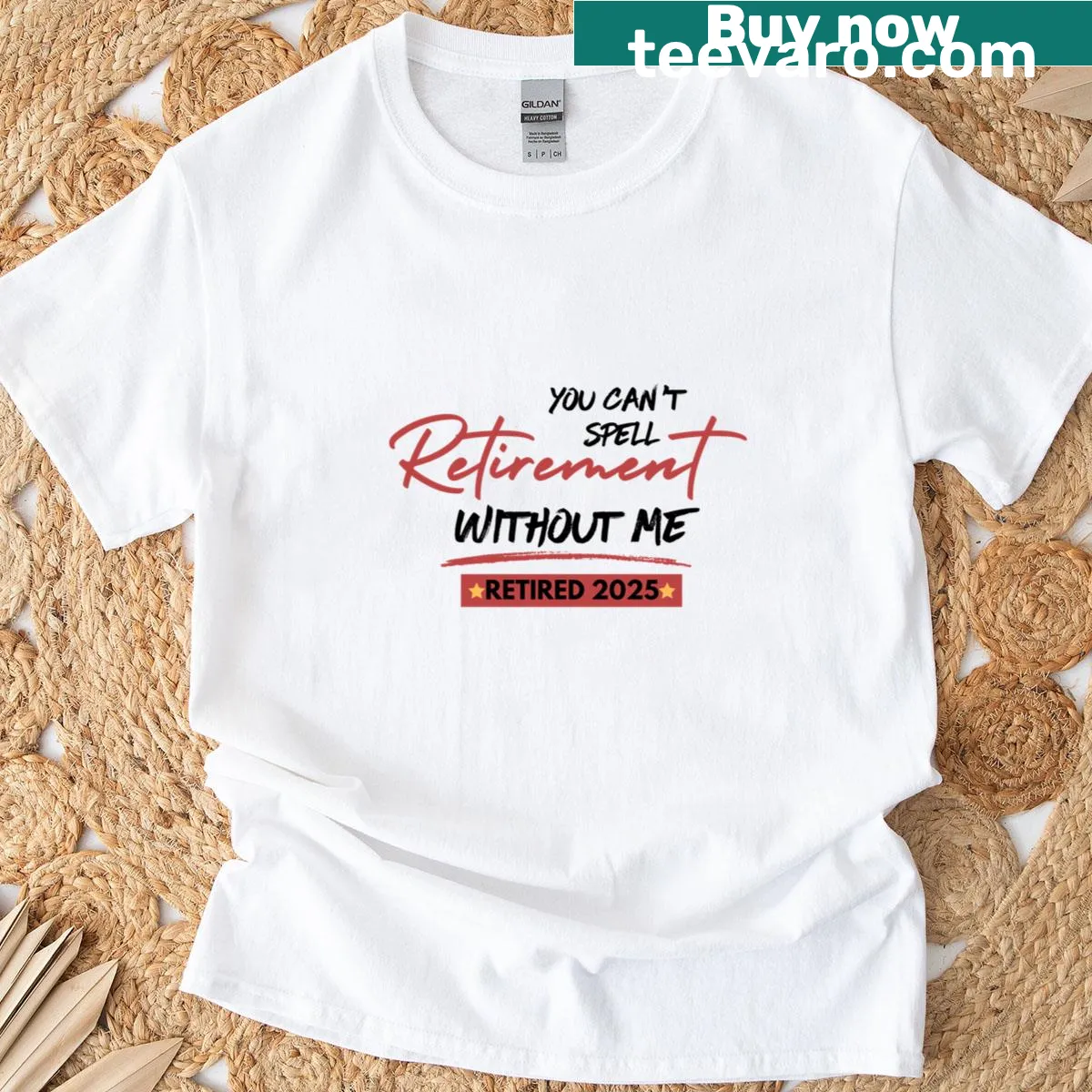 Funny retirement t-shirt with 'Retired 2025' text — on a men's t-shirt