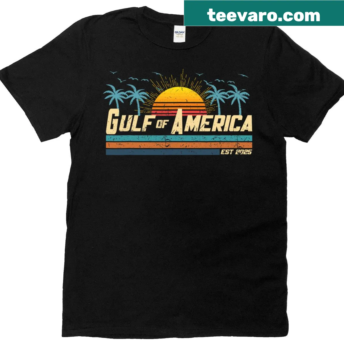 Vintage beach graphic T-shirt inspired by the Gulf of USA — on a men's t-shirt