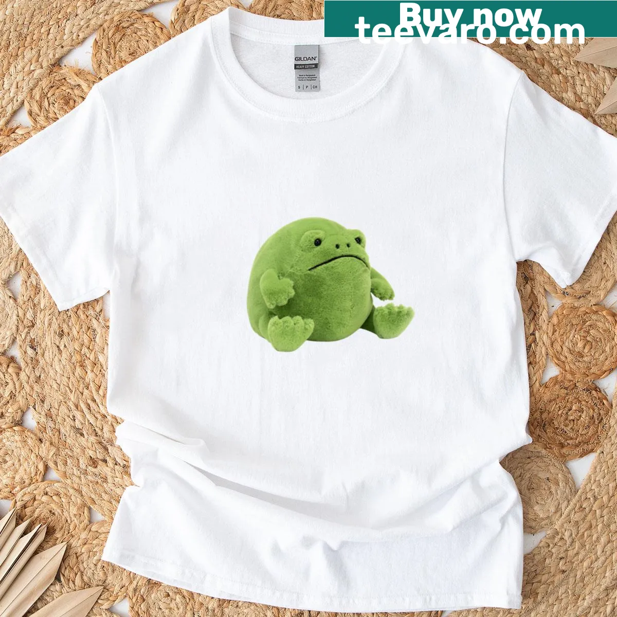 Cartoon frog graphic T-shirt designed for kids — on a men's t-shirt