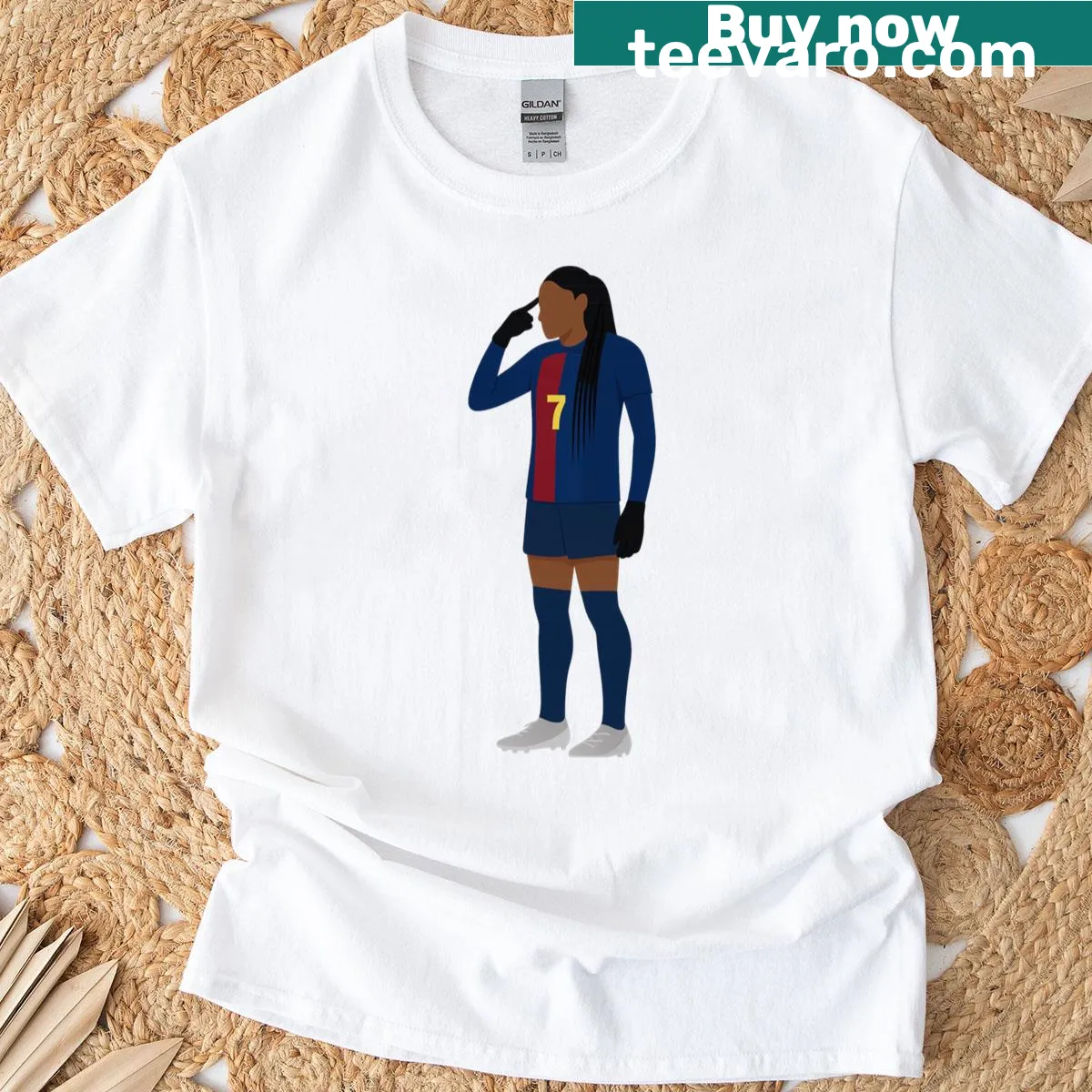 Minimalist football art T-shirt featuring Salma Paralluelo — on a men's t-shirt