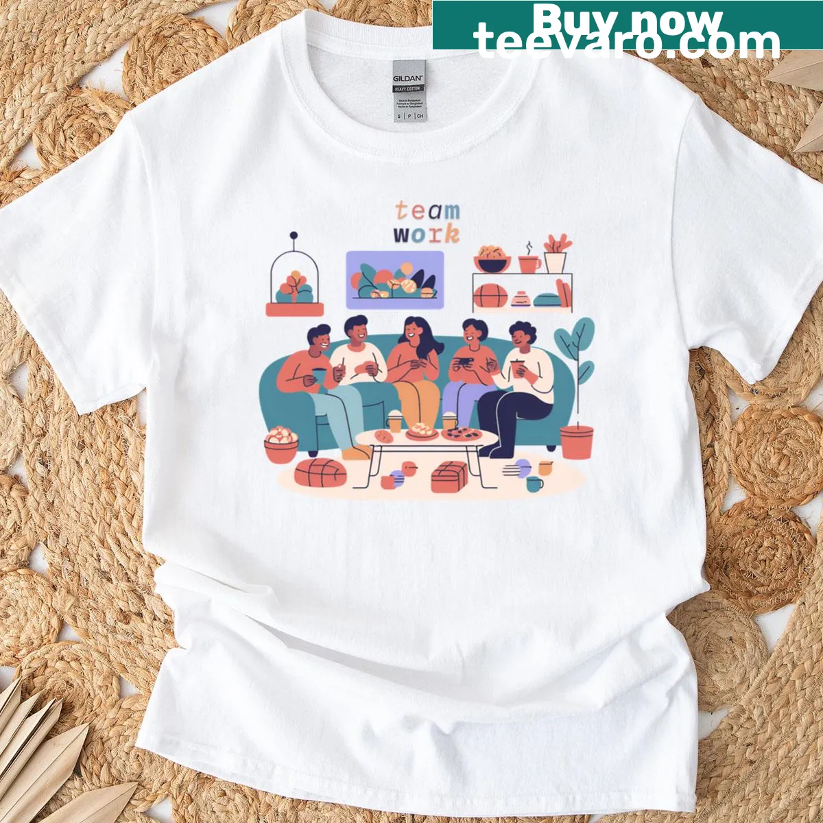 T-shirt featuring the word 'Teamwork' in bold typography — on a men's t-shirt