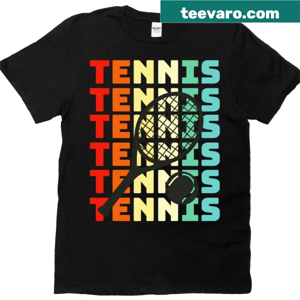 Retro tennis player graphic t-shirt celebrating the sport