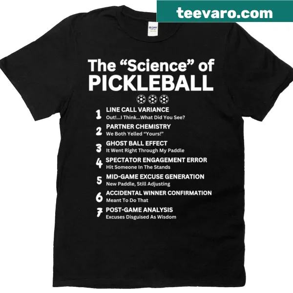 Illustrative t-shirt celebrating the science of pickleball