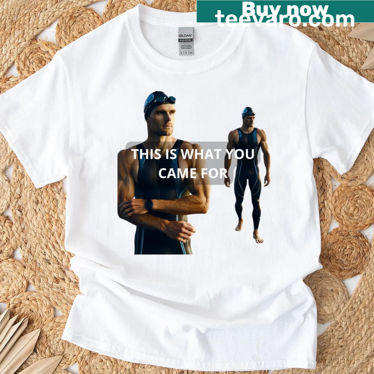 Motivational t-shirt with triathlon-themed graphic — on a men's t-shirt