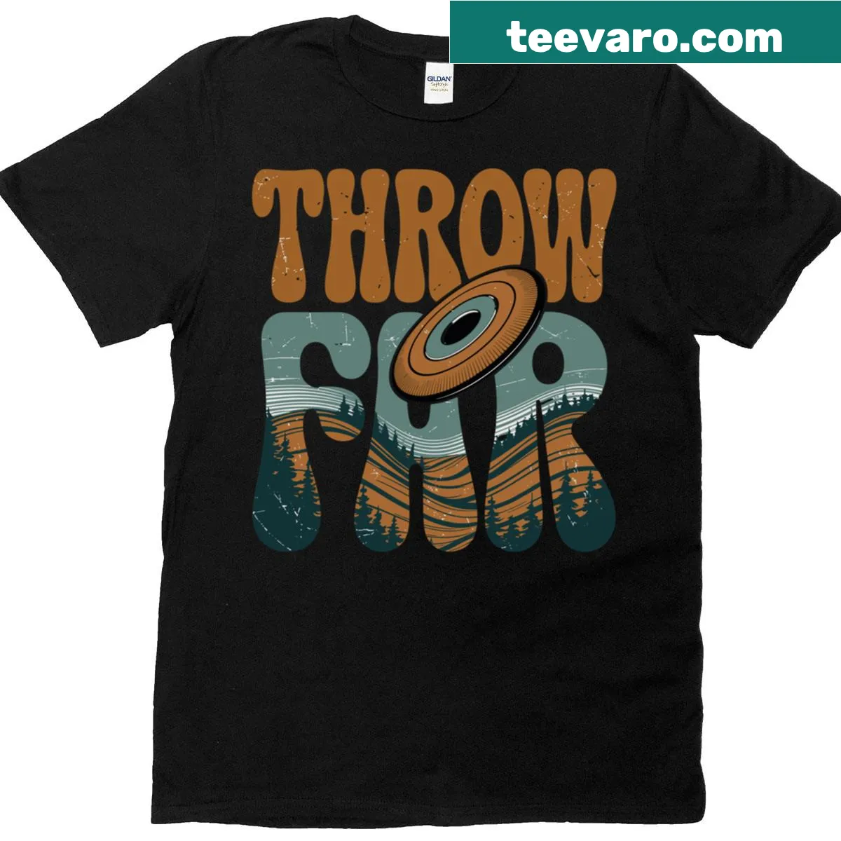 Disc golf adventure graphic t-shirt celebrating outdoor sports — on a men's t-shirt