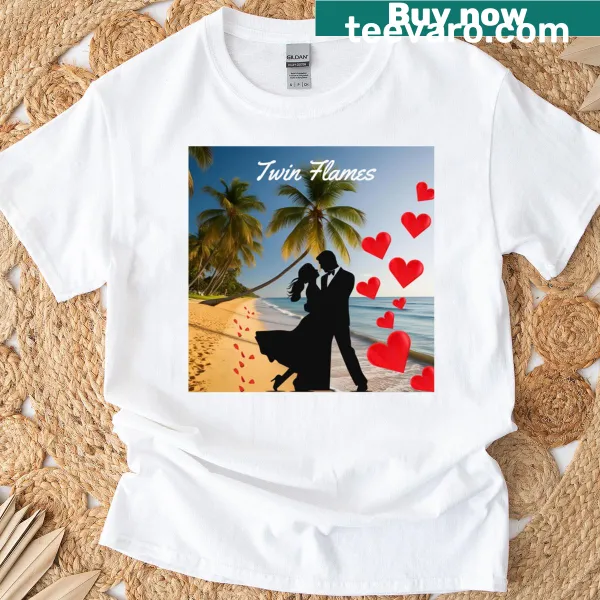 Typography design on classic t-shirt representing twin flames love