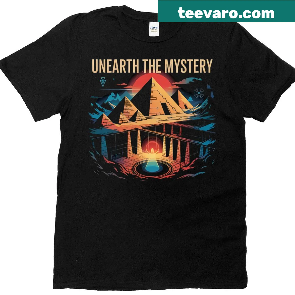 Illustration of Egyptian pyramids on classic t-shirt — on a men's t-shirt