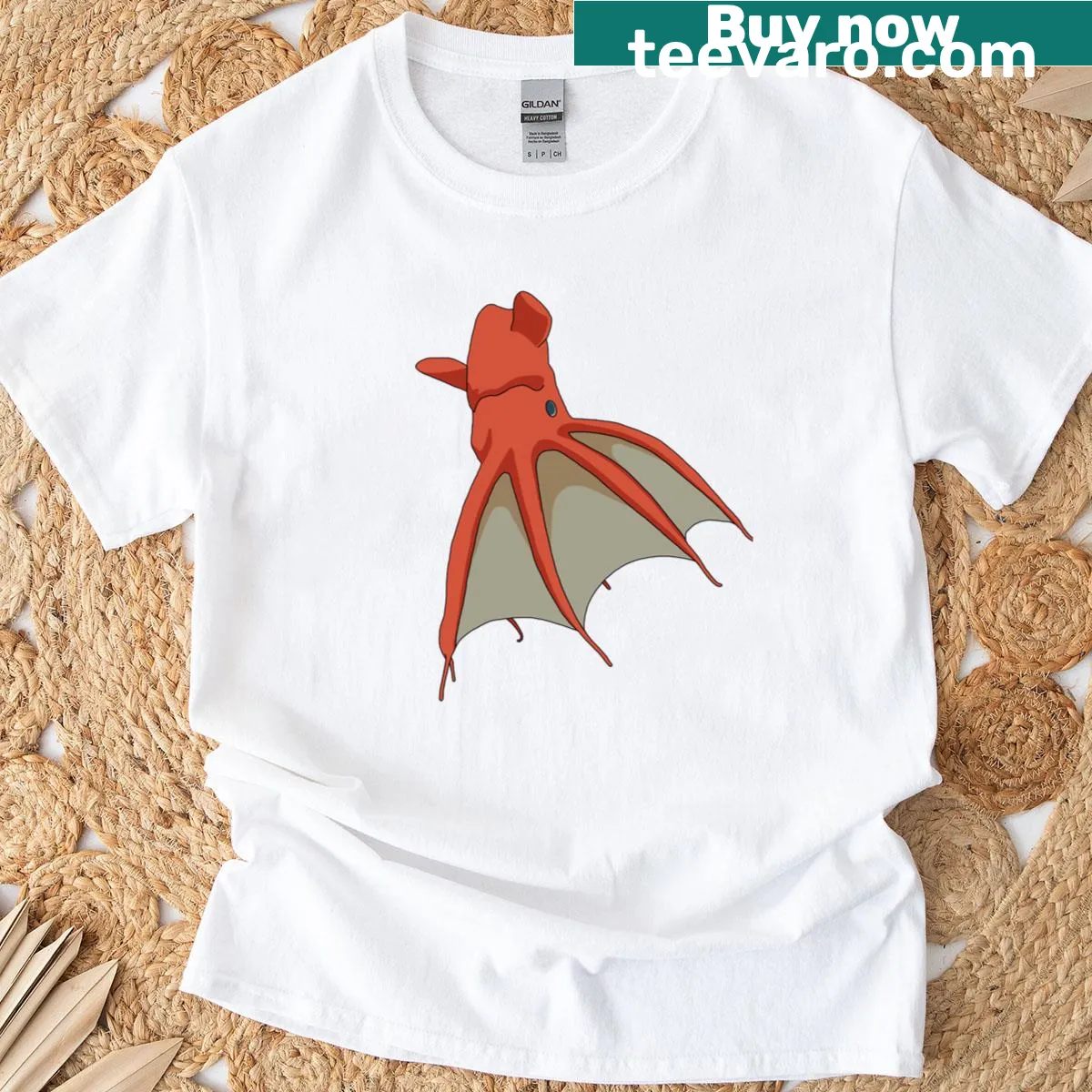 Intriguing vampire squid illustration on a classic t-shirt — on a men's t-shirt