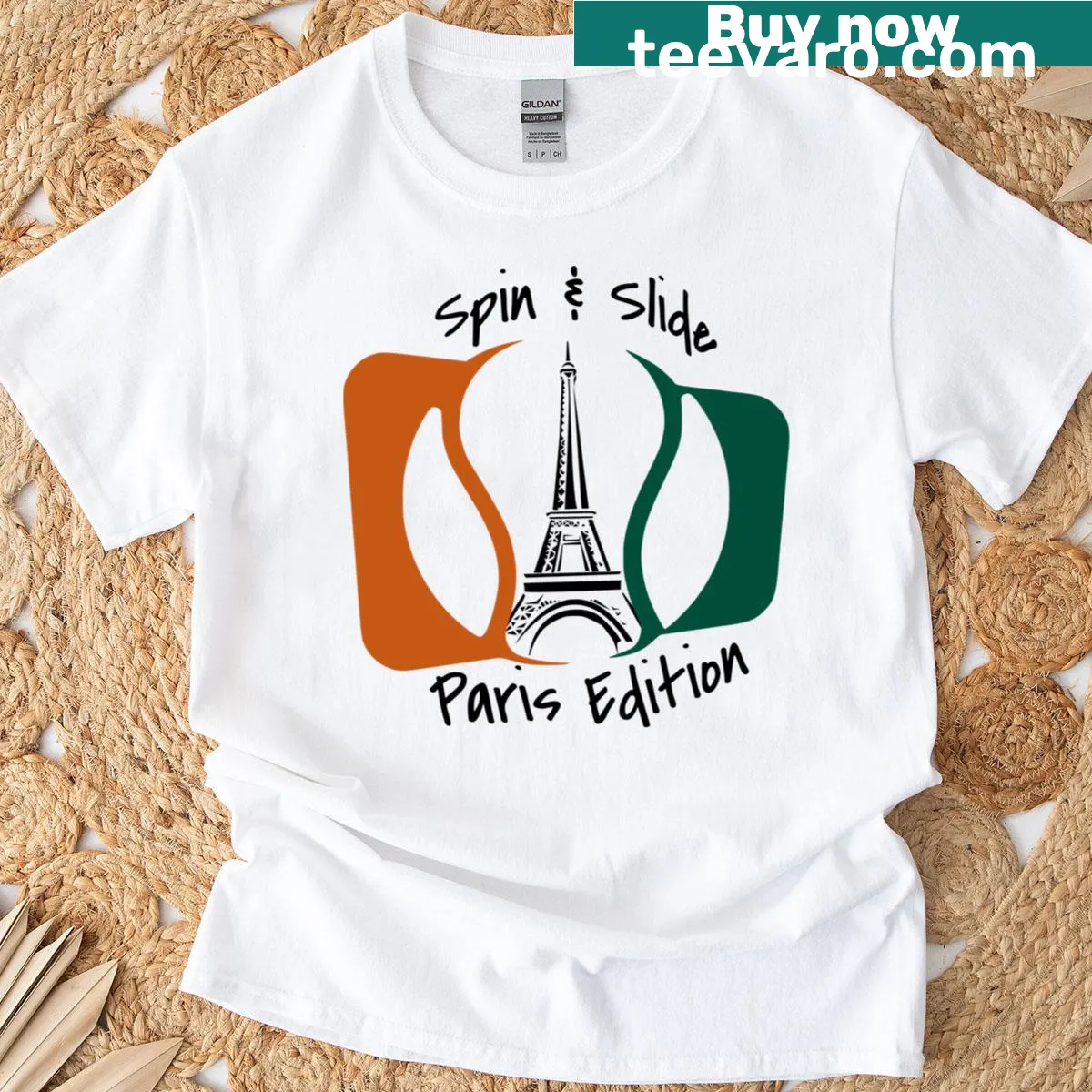 Vintage Tennis Tournament T-shirt with Paris 2025 text — on a men's t-shirt