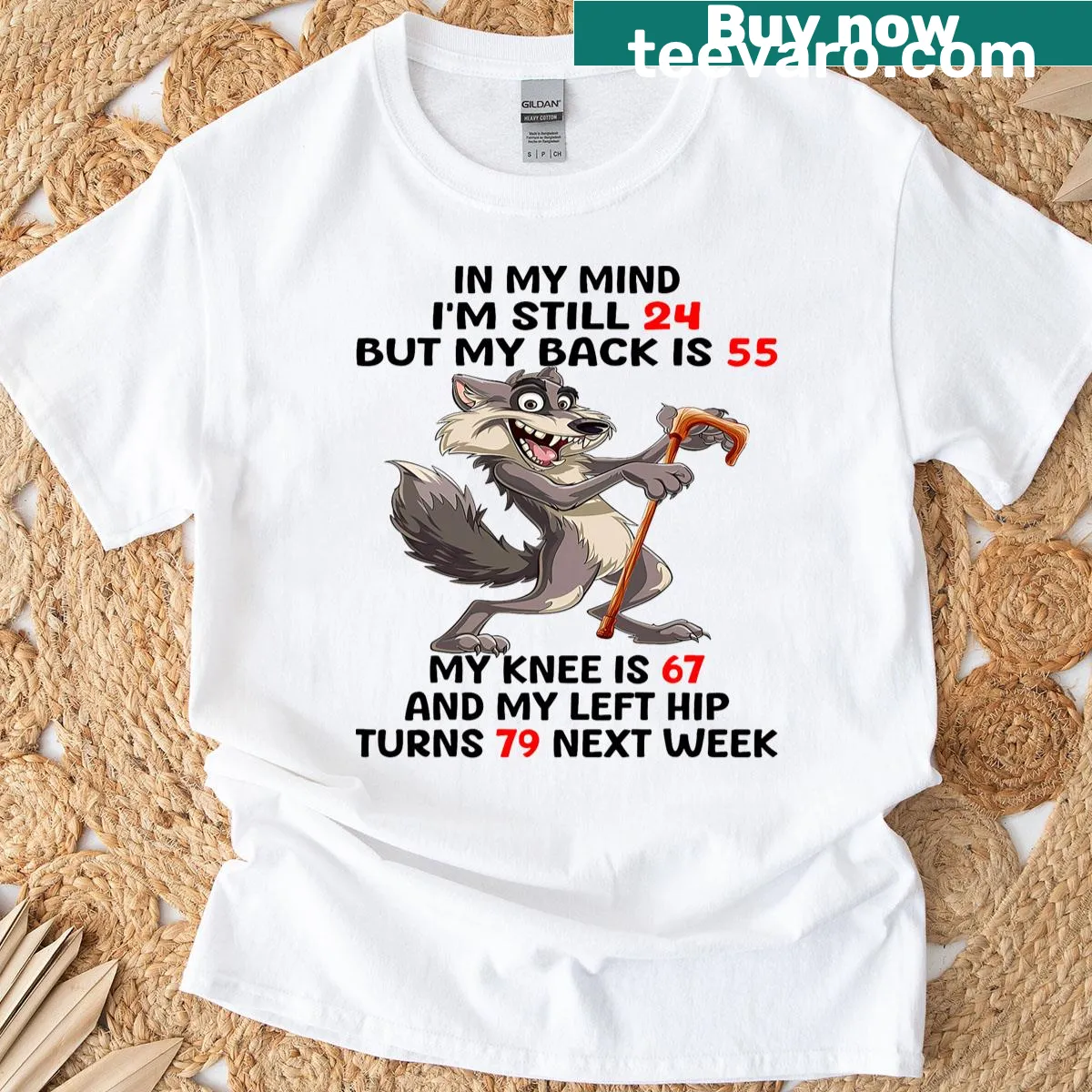 Humorous text about aging with a playful tone on a T-shirt — on a men's t-shirt